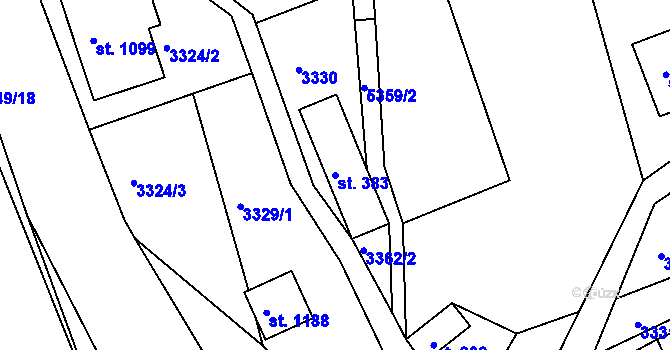 Parcela st. 383 v KÚ Růžďka, Katastrální mapa