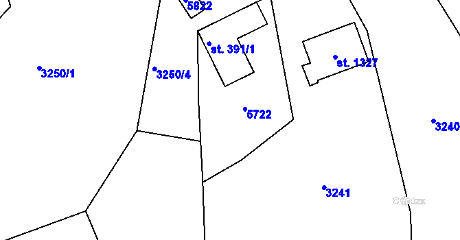 Parcela st. 391/2 v KÚ Růžďka, Katastrální mapa