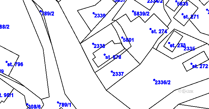 Parcela st. 678 v KÚ Růžďka, Katastrální mapa