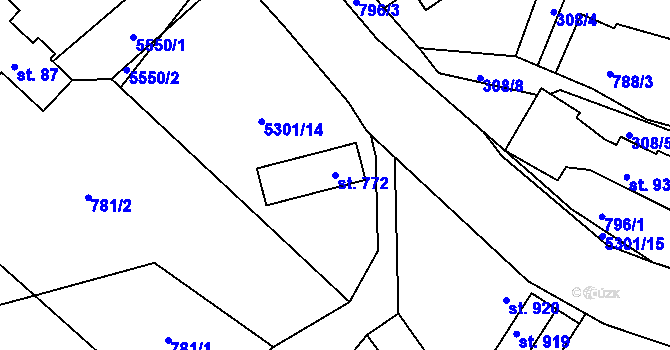 Parcela st. 772 v KÚ Růžďka, Katastrální mapa