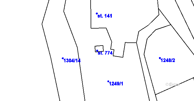 Parcela st. 774 v KÚ Růžďka, Katastrální mapa