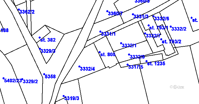 Parcela st. 805 v KÚ Růžďka, Katastrální mapa