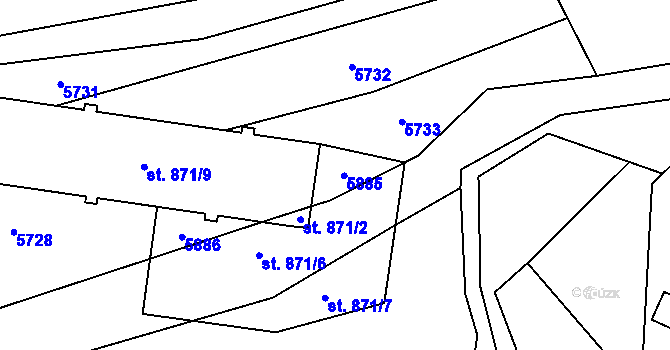 Parcela st. 871/5 v KÚ Růžďka, Katastrální mapa