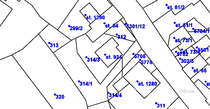 Parcela st. 924 v KÚ Růžďka, Katastrální mapa