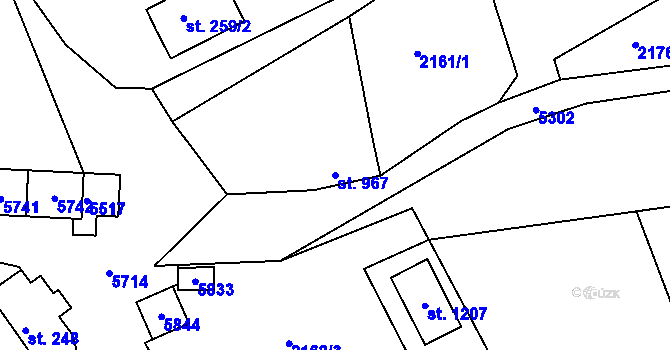 Parcela st. 967 v KÚ Růžďka, Katastrální mapa