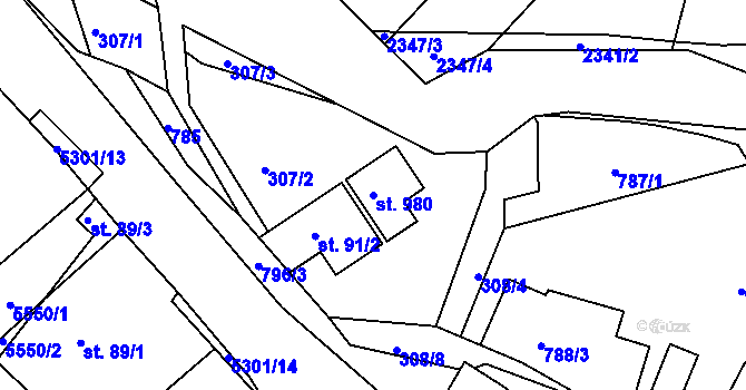 Parcela st. 980 v KÚ Růžďka, Katastrální mapa