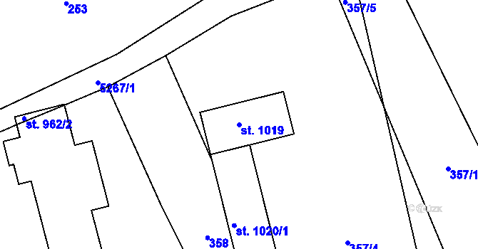 Parcela st. 1019 v KÚ Růžďka, Katastrální mapa