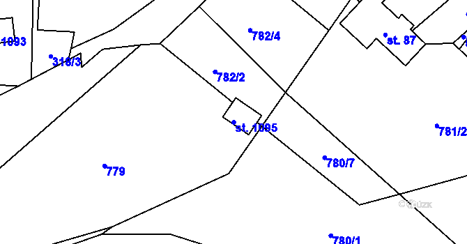 Parcela st. 1095 v KÚ Růžďka, Katastrální mapa