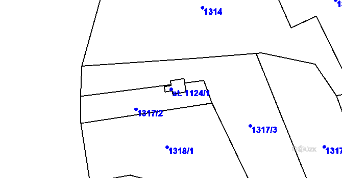 Parcela st. 1124/1 v KÚ Růžďka, Katastrální mapa