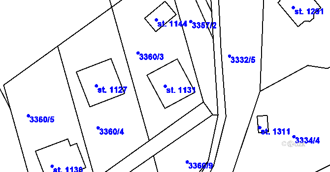 Parcela st. 1131 v KÚ Růžďka, Katastrální mapa