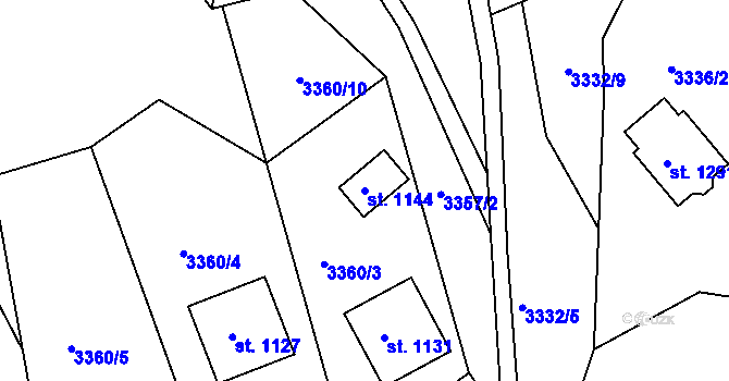 Parcela st. 1144 v KÚ Růžďka, Katastrální mapa