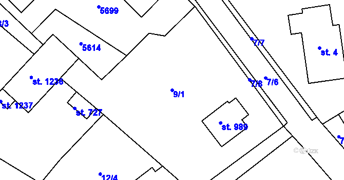 Parcela st. 9/1 v KÚ Růžďka, Katastrální mapa