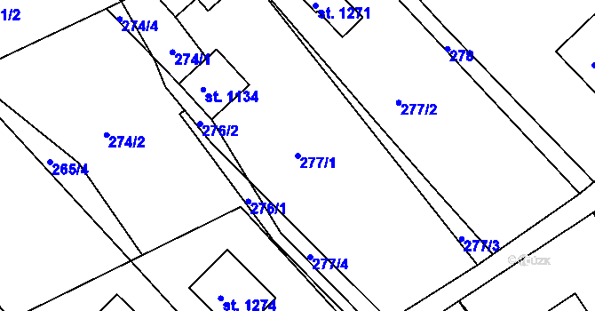 Parcela st. 277/1 v KÚ Růžďka, Katastrální mapa