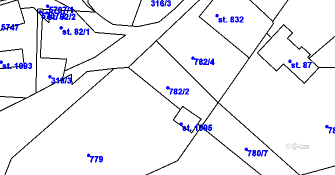 Parcela st. 782/2 v KÚ Růžďka, Katastrální mapa