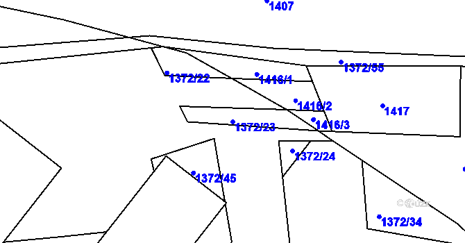 Parcela st. 1372/23 v KÚ Růžďka, Katastrální mapa