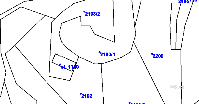 Parcela st. 2193/1 v KÚ Růžďka, Katastrální mapa