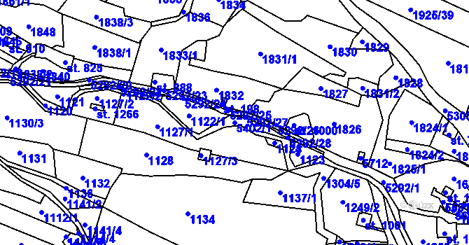 Parcela st. 5402/1 v KÚ Růžďka, Katastrální mapa