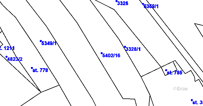 Parcela st. 5402/16 v KÚ Růžďka, Katastrální mapa