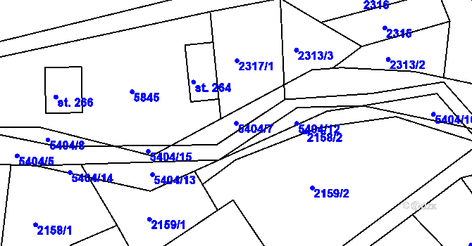 Parcela st. 5404/7 v KÚ Růžďka, Katastrální mapa