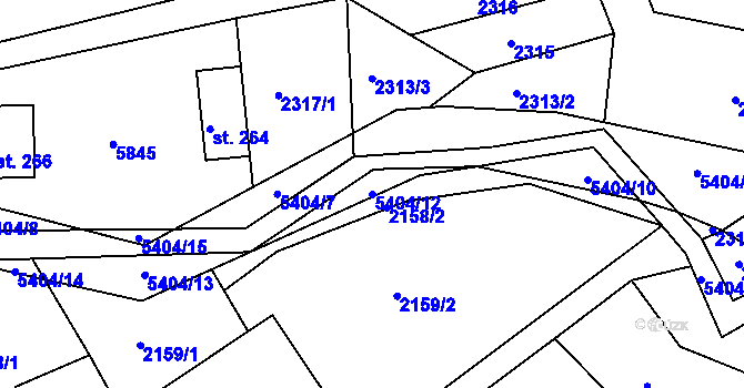 Parcela st. 5404/12 v KÚ Růžďka, Katastrální mapa
