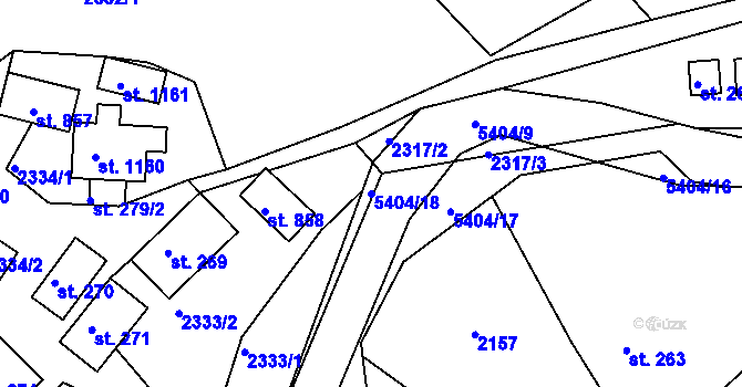Parcela st. 5404/18 v KÚ Růžďka, Katastrální mapa