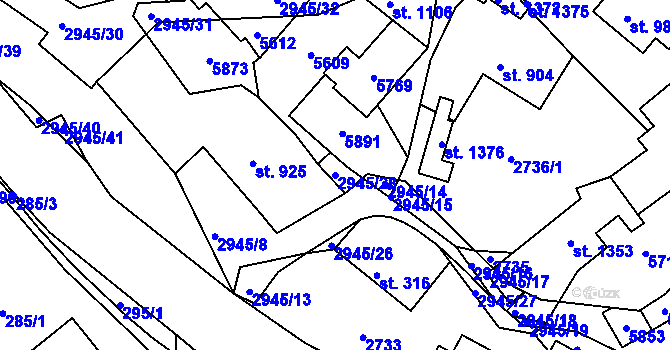 Parcela st. 2945/28 v KÚ Růžďka, Katastrální mapa