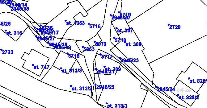 Parcela st. 315/3 v KÚ Růžďka, Katastrální mapa
