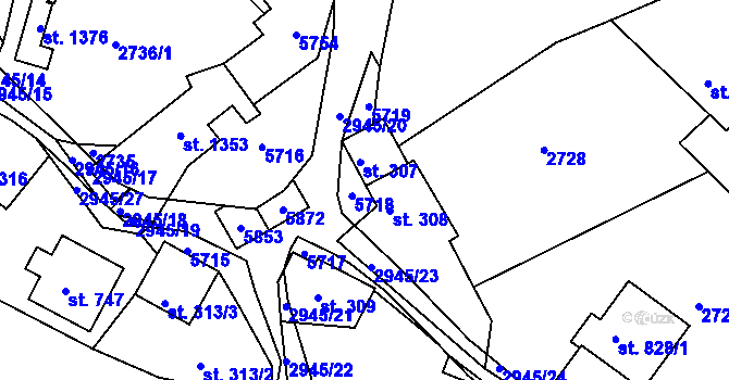Parcela st. 315/4 v KÚ Růžďka, Katastrální mapa