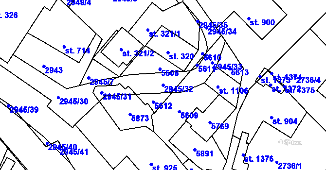 Parcela st. 2945/32 v KÚ Růžďka, Katastrální mapa
