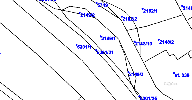 Parcela st. 5301/21 v KÚ Růžďka, Katastrální mapa