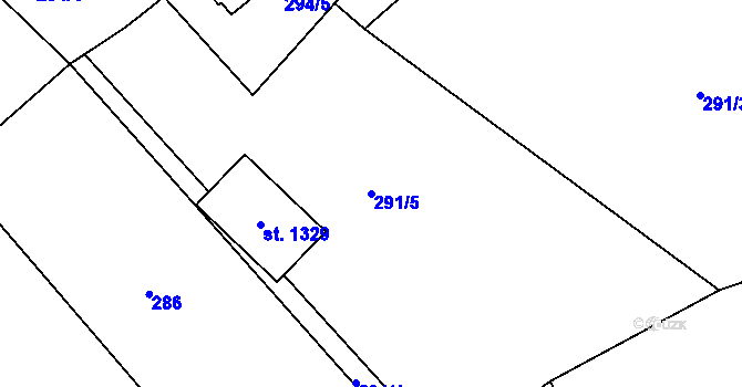 Parcela st. 291/5 v KÚ Růžďka, Katastrální mapa
