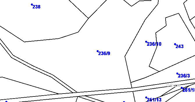 Parcela st. 236/9 v KÚ Růžďka, Katastrální mapa