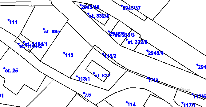 Parcela st. 113/2 v KÚ Růžďka, Katastrální mapa