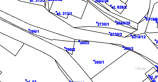 Parcela st. 300/2 v KÚ Růžďka, Katastrální mapa