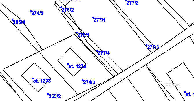 Parcela st. 277/4 v KÚ Růžďka, Katastrální mapa