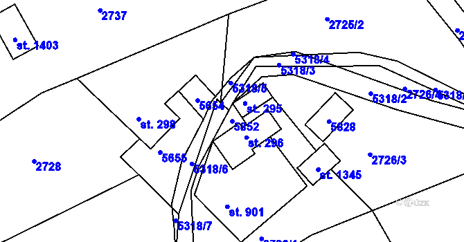 Parcela st. 5852 v KÚ Růžďka, Katastrální mapa
