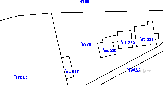 Parcela st. 5870 v KÚ Růžďka, Katastrální mapa