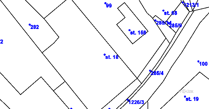 Parcela st. 18 v KÚ Růžená, Katastrální mapa