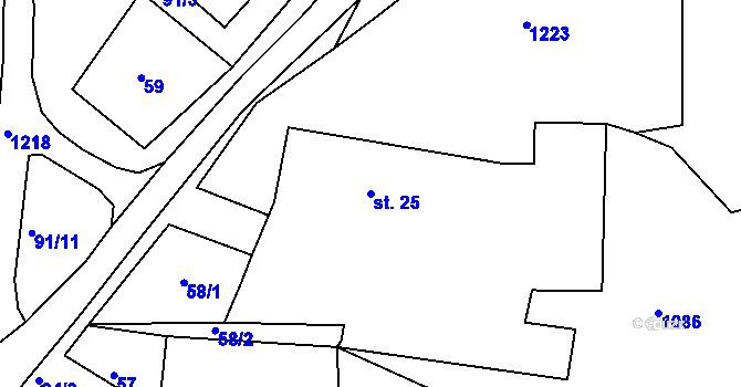 Parcela st. 25 v KÚ Růžená, Katastrální mapa
