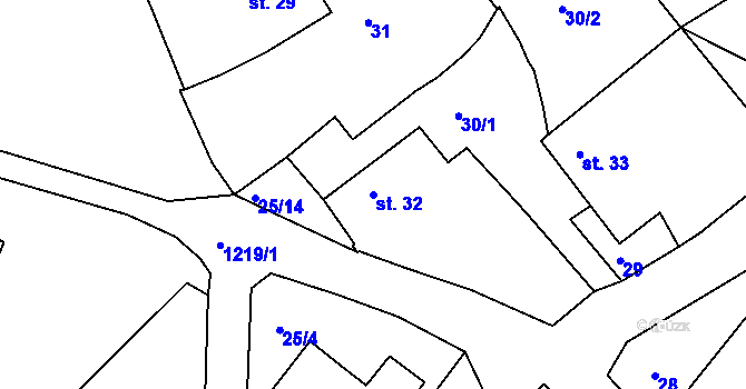 Parcela st. 32 v KÚ Růžená, Katastrální mapa