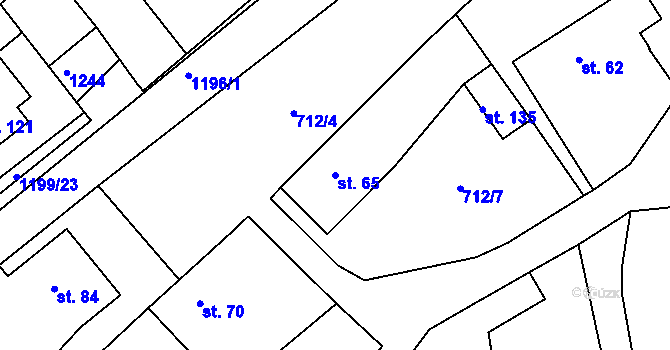 Parcela st. 65 v KÚ Růžená, Katastrální mapa