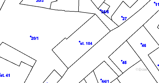Parcela st. 104 v KÚ Růžená, Katastrální mapa
