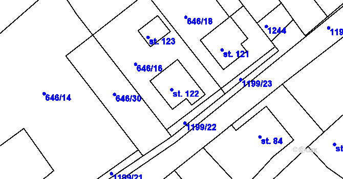 Parcela st. 122 v KÚ Růžená, Katastrální mapa