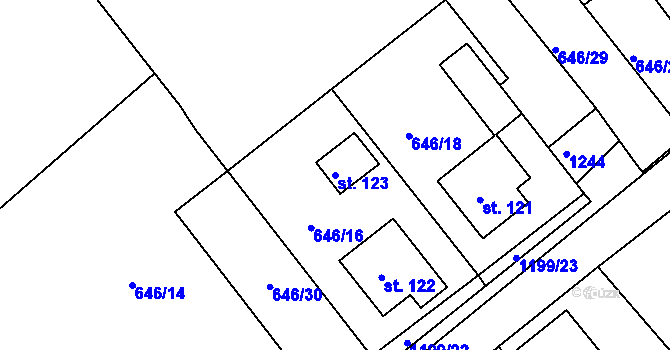 Parcela st. 123 v KÚ Růžená, Katastrální mapa