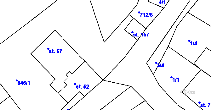 Parcela st. 712/3 v KÚ Růžená, Katastrální mapa