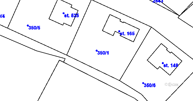 Parcela st. 350/1 v KÚ Růžená, Katastrální mapa