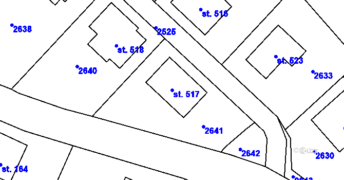 Parcela st. 517 v KÚ Růžená, Katastrální mapa