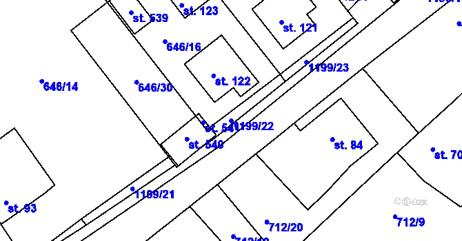 Parcela st. 1199/22 v KÚ Růžená, Katastrální mapa