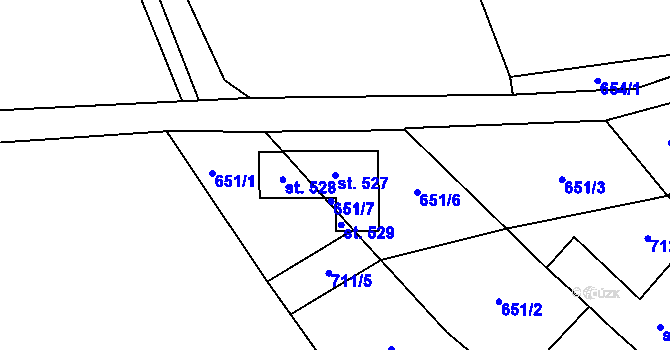 Parcela st. 527 v KÚ Růžená, Katastrální mapa