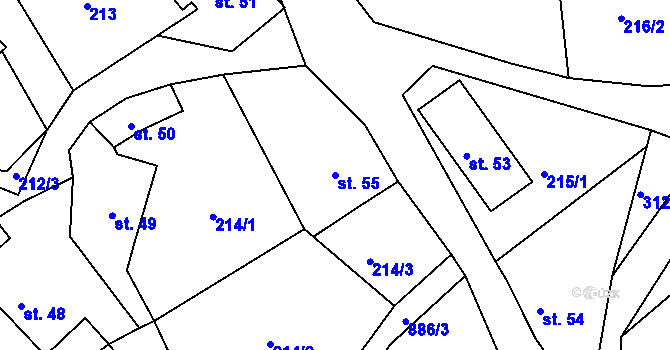 Parcela st. 55 v KÚ Janov u Hřenska, Katastrální mapa